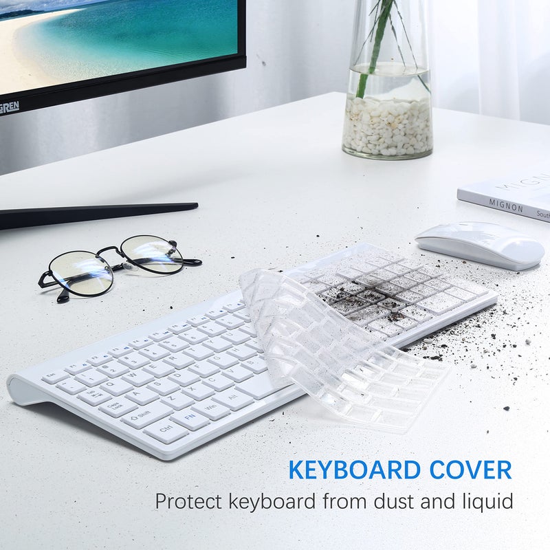 TopMate Wireless Keyboard and Mouse Ultra Slim Combo, TopMate 2.4G Silent Compact USB 2400DPI Mouse and Scissor Switch Keyboard Set with Cover, Batteries Included, for PC/Laptop/Windows/Mac - White - Image 5